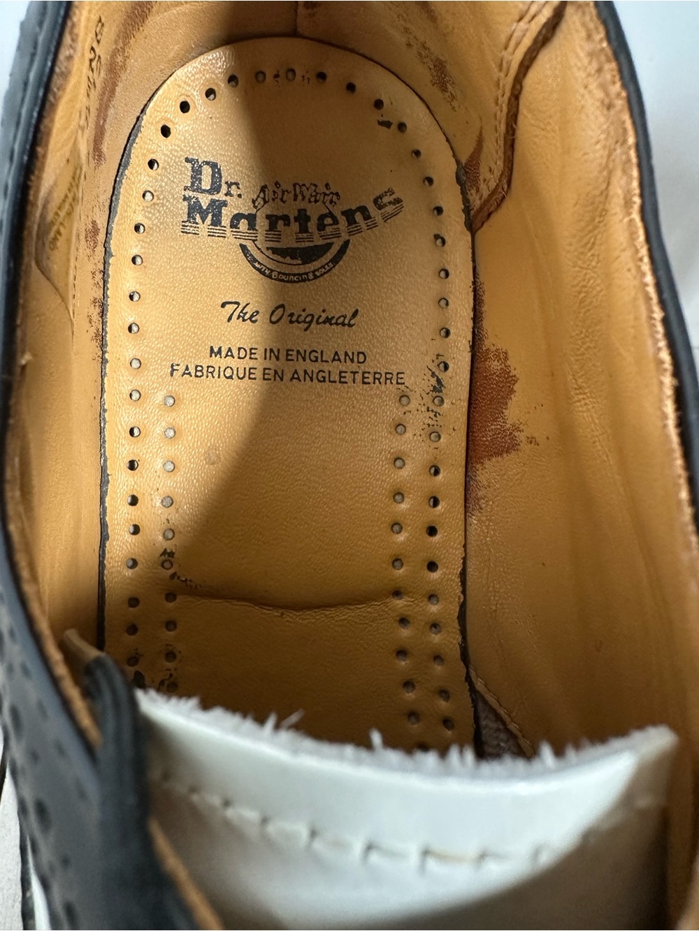 VTG 3989/34 Dr. Martens Brogue wingtip Black and white smooth Leather Oxford - Picture 7 of 12